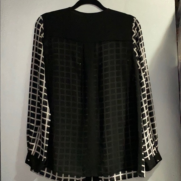 MICHAEL Michael Kors black and white check blouse - Picture 6 of 7